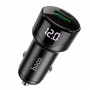 Зарядное устройство в прикуриватель 1USB3.0 Quick Charger+1PD Type-C(20W)+вольтметр, черный HOCO Z42