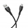 Дата-кабель универ. micro USB /Android/ 1м, 2,4А, черный BOROFONE BX19