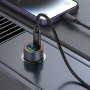 Зарядное устройство в прикуриватель PD30W+USB3.0 Quick Charge + кабель Lightning/Type-C, металлик HOCO Z57A