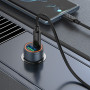 Зарядное устройство в прикуриватель PD30W+USB3.0 Quick Charge + кабель Type-C/Type-C, металлик HOCO Z57A