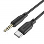 Аудиокабель AUX - адаптер Type-C для подключения к магнитоле с разъемом 3.5 Jack, 1м, черный BOROFONE BL18
