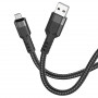 Дата-кабель универ. micro USB /Android/ 1.2м, 2.4А, нейлоновая оплетка, черный HOCO U110