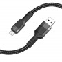 Дата-кабель универ. micro USB /Android/ 1.2м, 2.4А, нейлоновая оплетка, черный HOCO U110