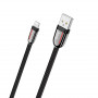 Дата-кабель универ. lightning USB / Iphone 1,2м, 2.4А, нейлоновая оплетка, плоский, черный HOCO U74