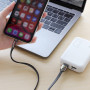 Дата-кабель универ. lightning USB / Iphone 1,2м, 2.4А, нейлоновая оплетка, плоский, черный HOCO U74