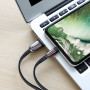 Дата-кабель универ. lightning USB / Iphone 1,2м, 2.4А, нейлоновая оплетка, плоский, черный HOCO U74