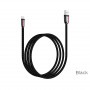 Дата-кабель универ. lightning USB / Iphone 1,2м, 2.4А, нейлоновая оплетка, плоский, черный HOCO U74