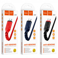 Дата-кабель универ. micro USB /Android/ 1м, 2,4А, нейлоновая оплетка, черный HOCO X59