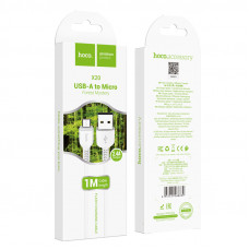 Дата-кабель универ. micro USB /Android/ 1м, 2,4А, белый HOCO X20