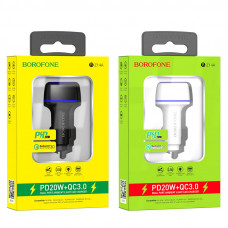 Зарядное устройство в прикуриватель 1USB 3A+1 PD Type-C Quick Charger, черный BOROFONE BZ14A