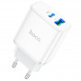 Зарядное устройство сетевое PD 1Type-C(20W)+1USB3.0 Quick Charger, белый HOCO C105A