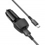Зарядное устройство в прикуриватель 2USB 2.0 + кабель Type-C, черный BOROFONE BZ31A